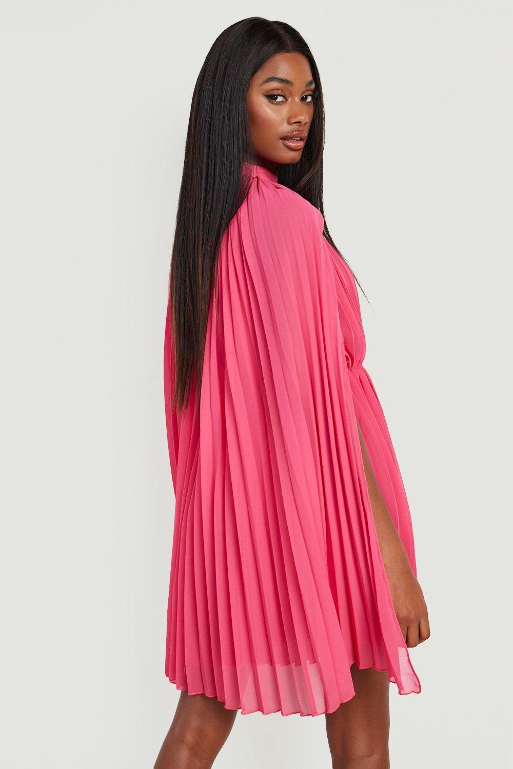 Pink chiffon high neck maxi dress best sale